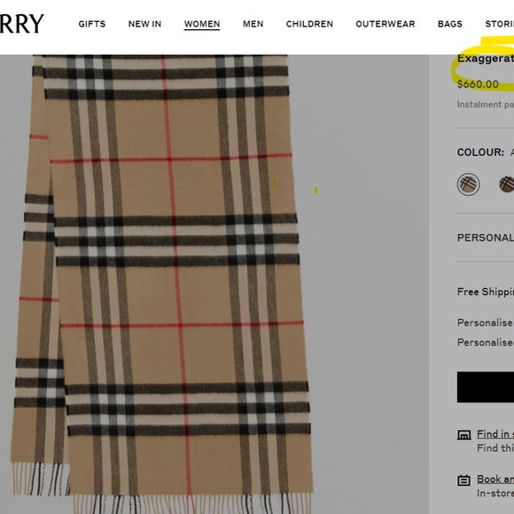 Burberry Scarf Never Worn in original plastic sleeve - 76 x 12 (incl fringe). - Picture 6 of 6